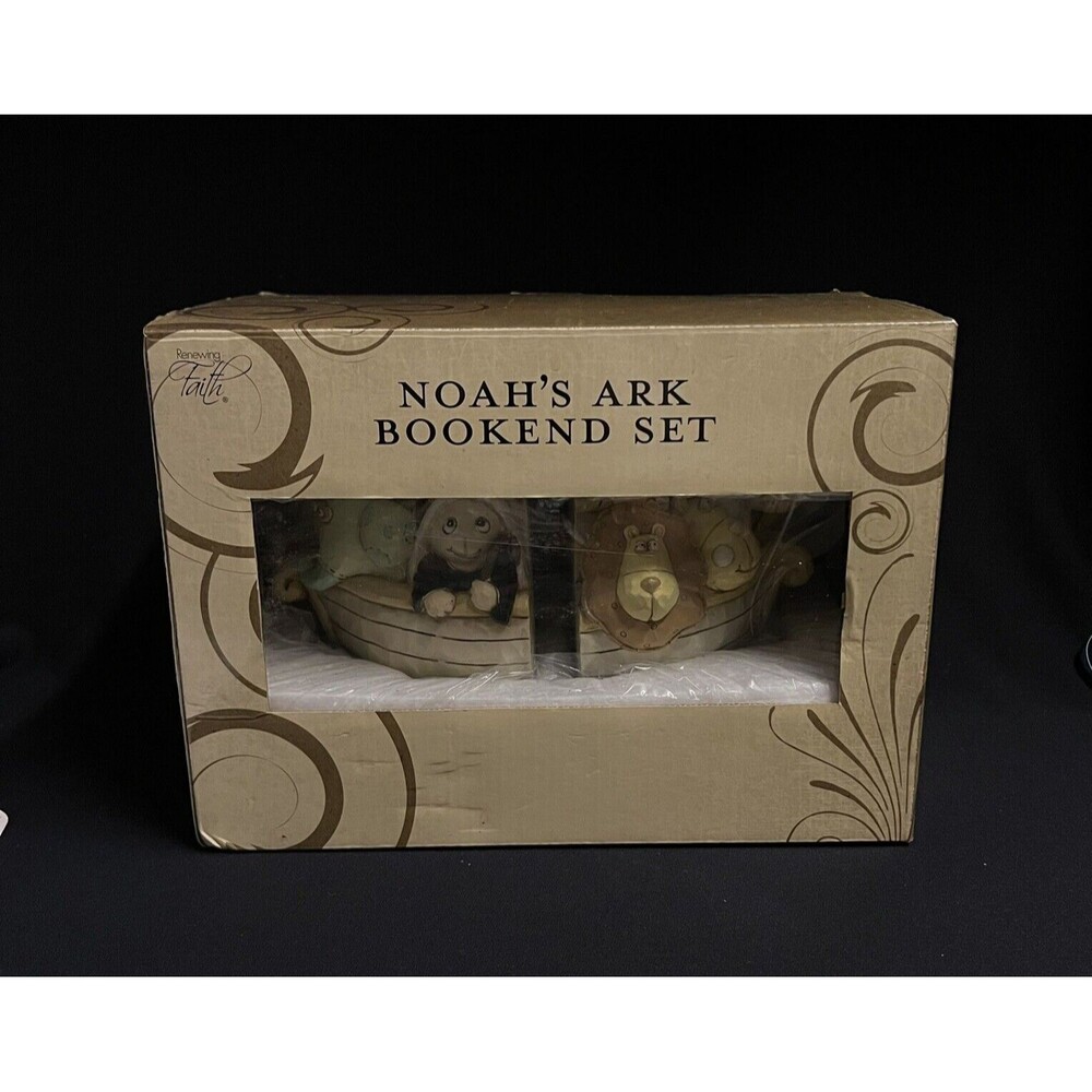 Noah’s Ark Bookends Set Religious Animals Home Decor Renewing Faith 7.25" IOB - Picture 10 of 12